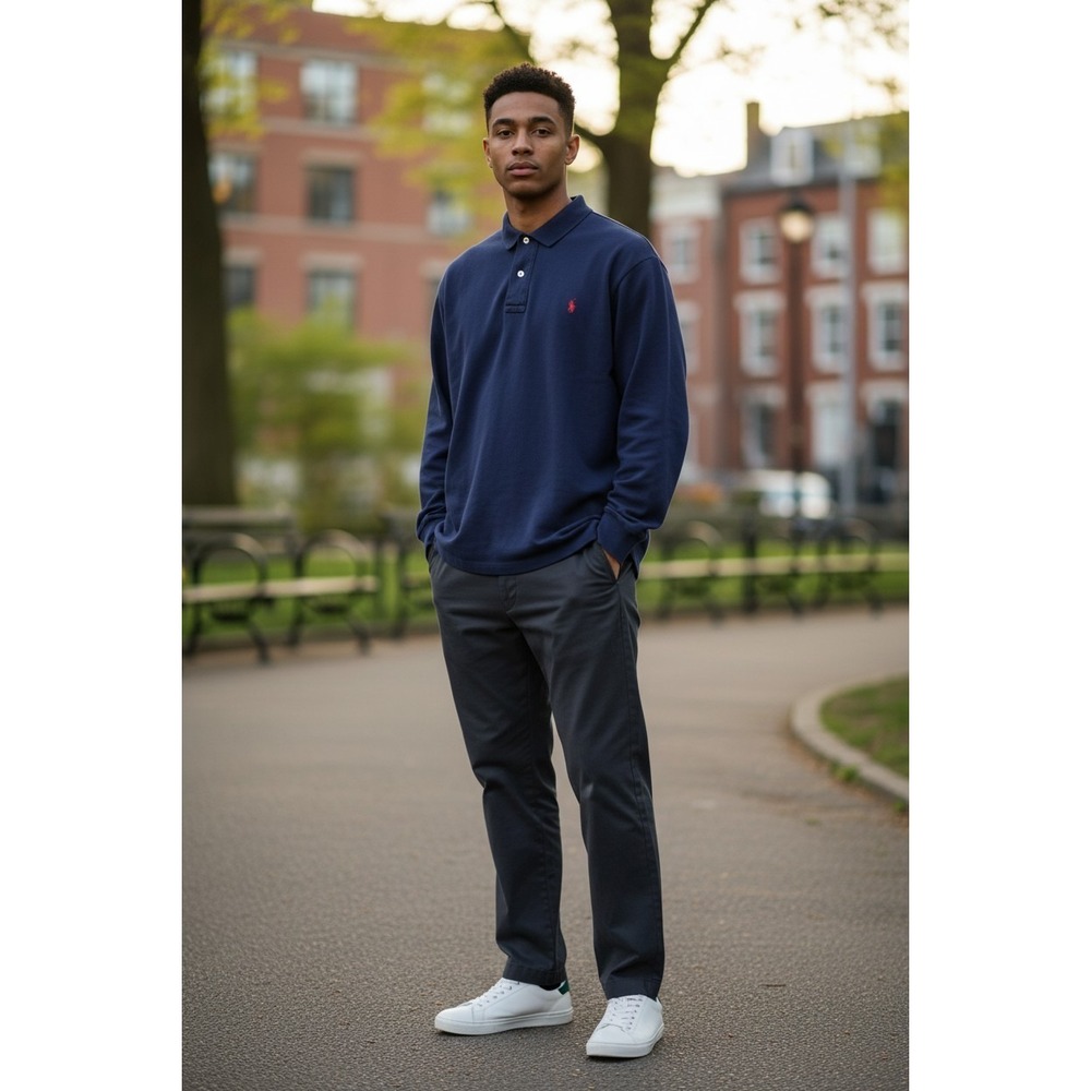 Polo Ralph Lauren Men's XLT Blue Long Sleeve Polo Shirt Pony Logo Cotton Tall
